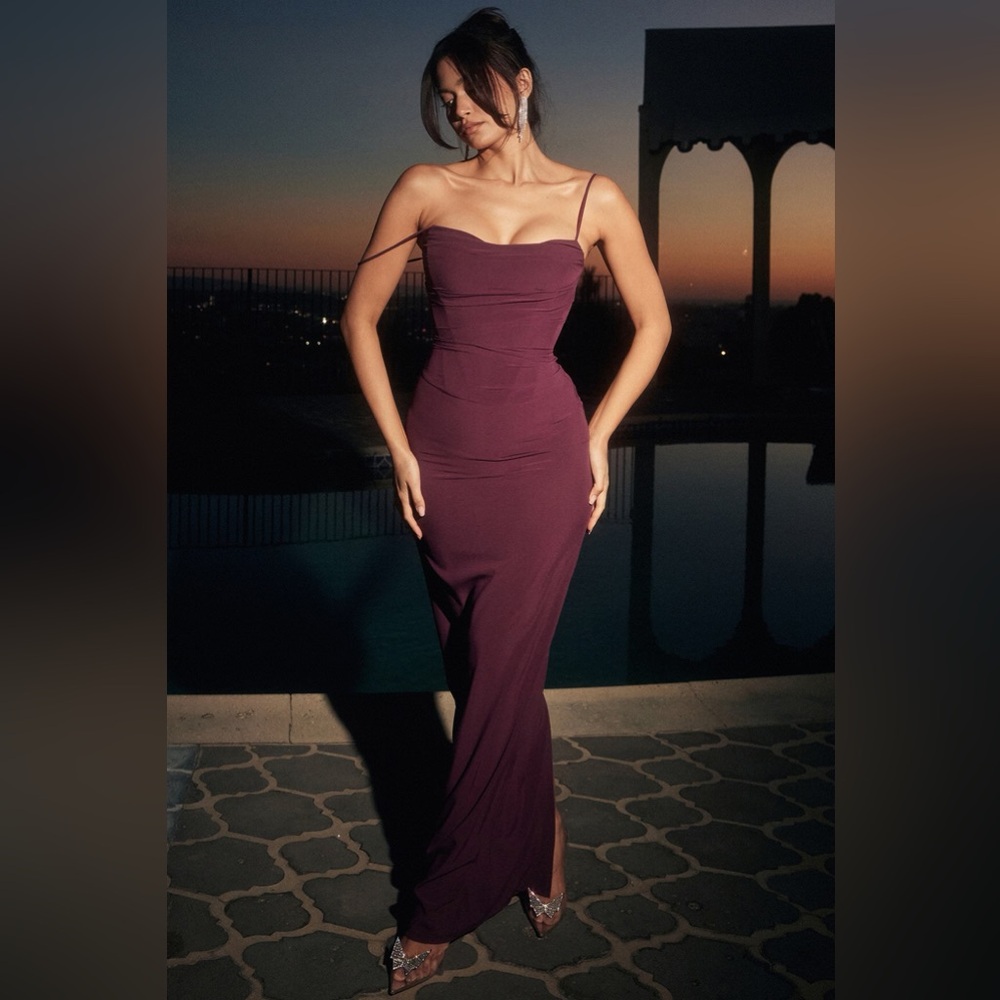 House of CB “Lani” Dress in Plum – Size L Plus Cup